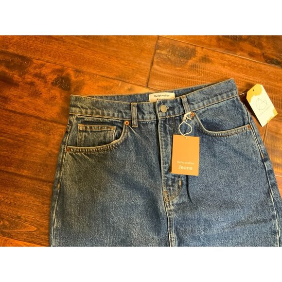 Reformation Jeans Medium Wash Jayde High Rise Denim Midi Skirt, Size 29, NWT! - Picture 3 of 6